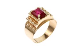 Ring 4.87 g 585/- Rotgold mit Synthetischer  Stein Ringgroesse 62