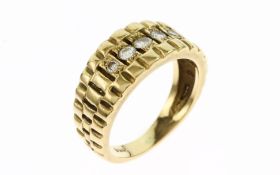 Ring 6.02 g 750/- Gelbgold mit 5 Diamanten zus. ca. 0.20 ct. G/si Ringgroesse 52