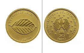 Muenze 3.89 g 999.9/- Gelbgold 20 Euro Deutscher Wald ( Buche)