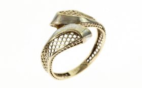 Ring 1.72 g 585/- Gelbgold und Weissgold Ringgroesse 57