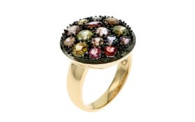 Ring 8.24 g 750/- Gelbgold mit 15 bunten Spinellen zus. ca. 4.22 ct. Ringgroesse 55