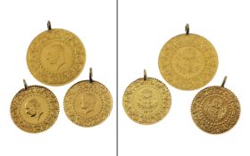 3 Muenzanhaenger 7.19 g 916/- Gelbgold 