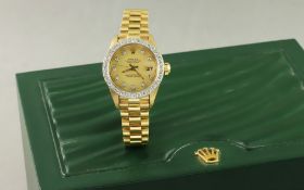 Rolex Datejust Automatik 750/- Gelbgold mit Diamantbesatz. mit Box und ohne Papiere