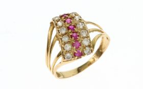 Ring 2.10 g 875/- Rotgold mit Zirkone Ringgroesse 48