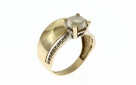 Ring 3.45 g 585/- Gelbgold und Weissgold mit Zirkone Ringgroesse 53