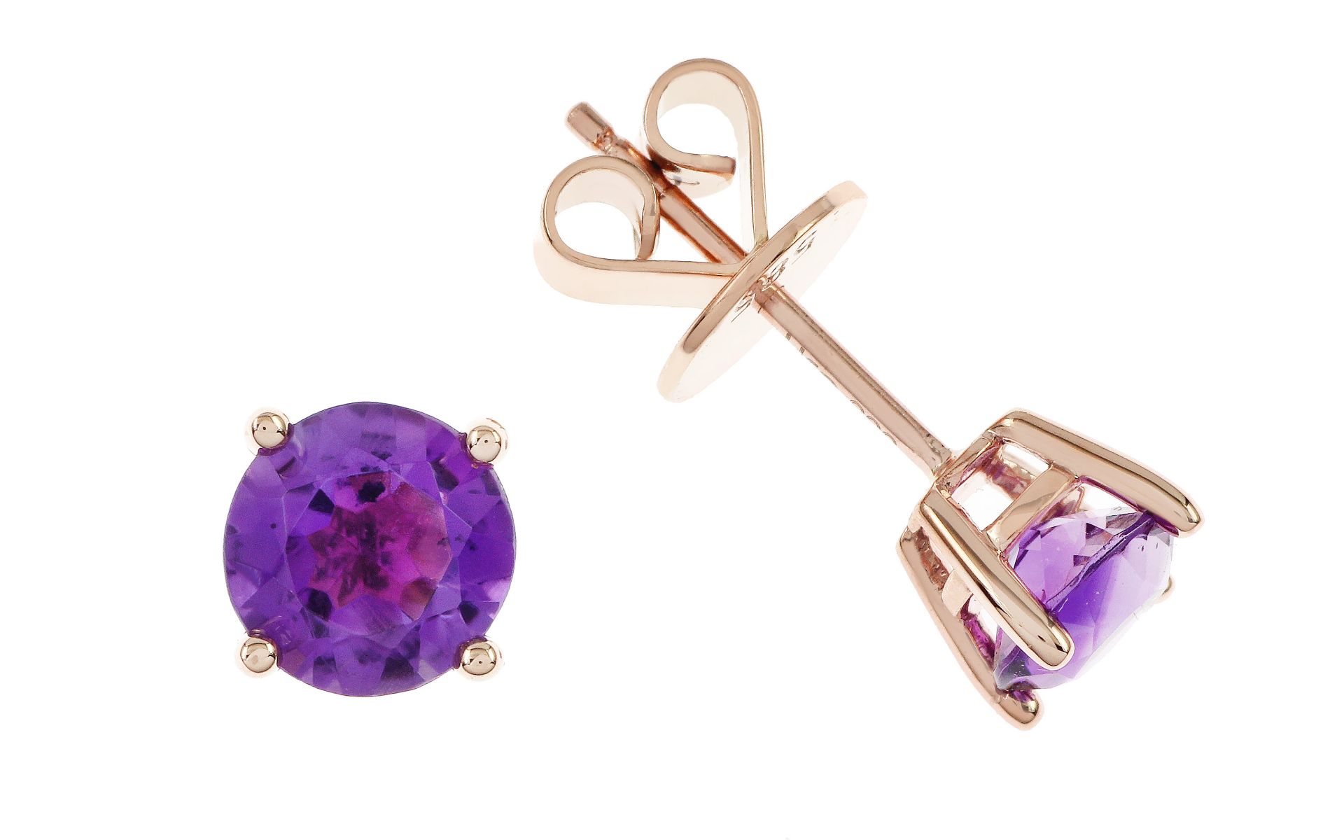 Ohrschmuck 1.84 g 585/- RosÃ©gold mit 2 Amethysten zus. ca. 1.07 ct. 