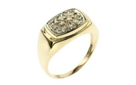Ring 5.11 g  416/- Gelbgold und Weissgold mit 10 Diamanten zus. ca. 0.50 ct. H/si Ringgroesse 66