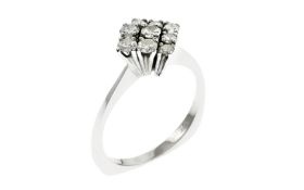 Ring  4.25 g  750/- Weissgold mit 9 Diamanten zus. ca.0.40 ct. F/vs Ringgroesse 56