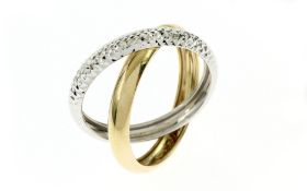 Ring 1.75 g 333/- Gelbgold und Weissgold Ringgroesse 58