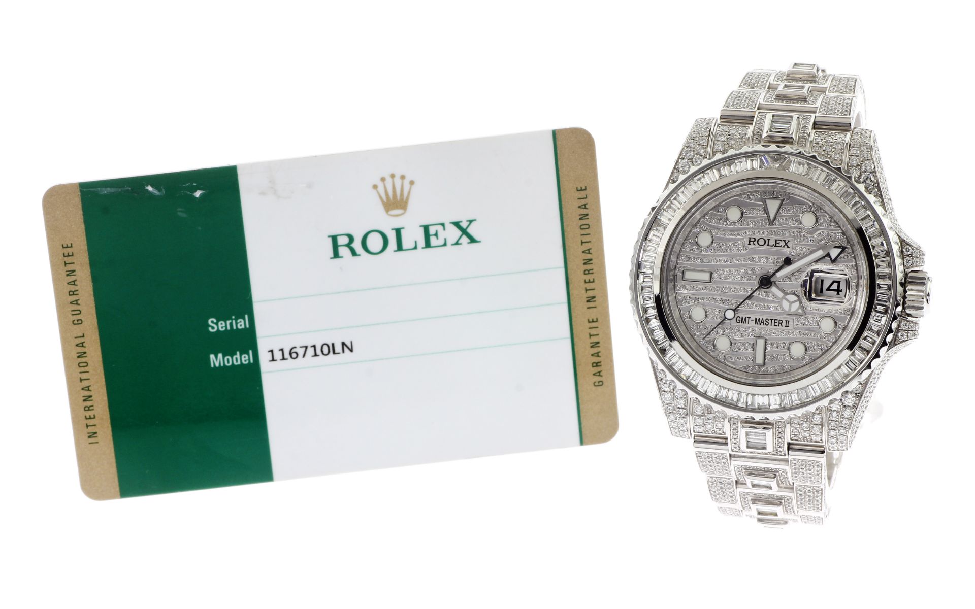 Rolex GMT-Master II "Iced Out" Ref. 116710LN Automatik Edelstahl ohne Box und mit Papieren. LC170