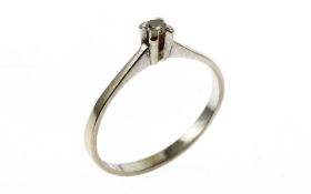 Ring 2.06 g 585/- Weissgold mit 1 Diamant ca. 0.10 ct. G/si Ringgroesse 58
