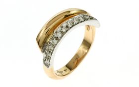 Ring 6.42 g 750/- Gelbgold und Weissgold mit 19 Diamanten zus. ca. 0.38 ct. G/si Ringgroesse 55