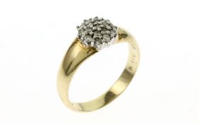 Ring 3.75 g 585/- Gelbgold und Weissgold mit 17 Diamanten zus. ca. 0.34 ct. G/si Ringgroesse 54