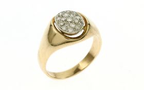 Ring 4.44 g 585/- Gelbgold mit 17 Diamanten zus. ca. 0.17 ct. 8/8 Schliff Ringgroesse 54