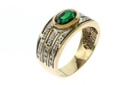 Ring 5.19 g 333/- Gelbgold mit Diamanten und Farbstein Ringgroesse 58