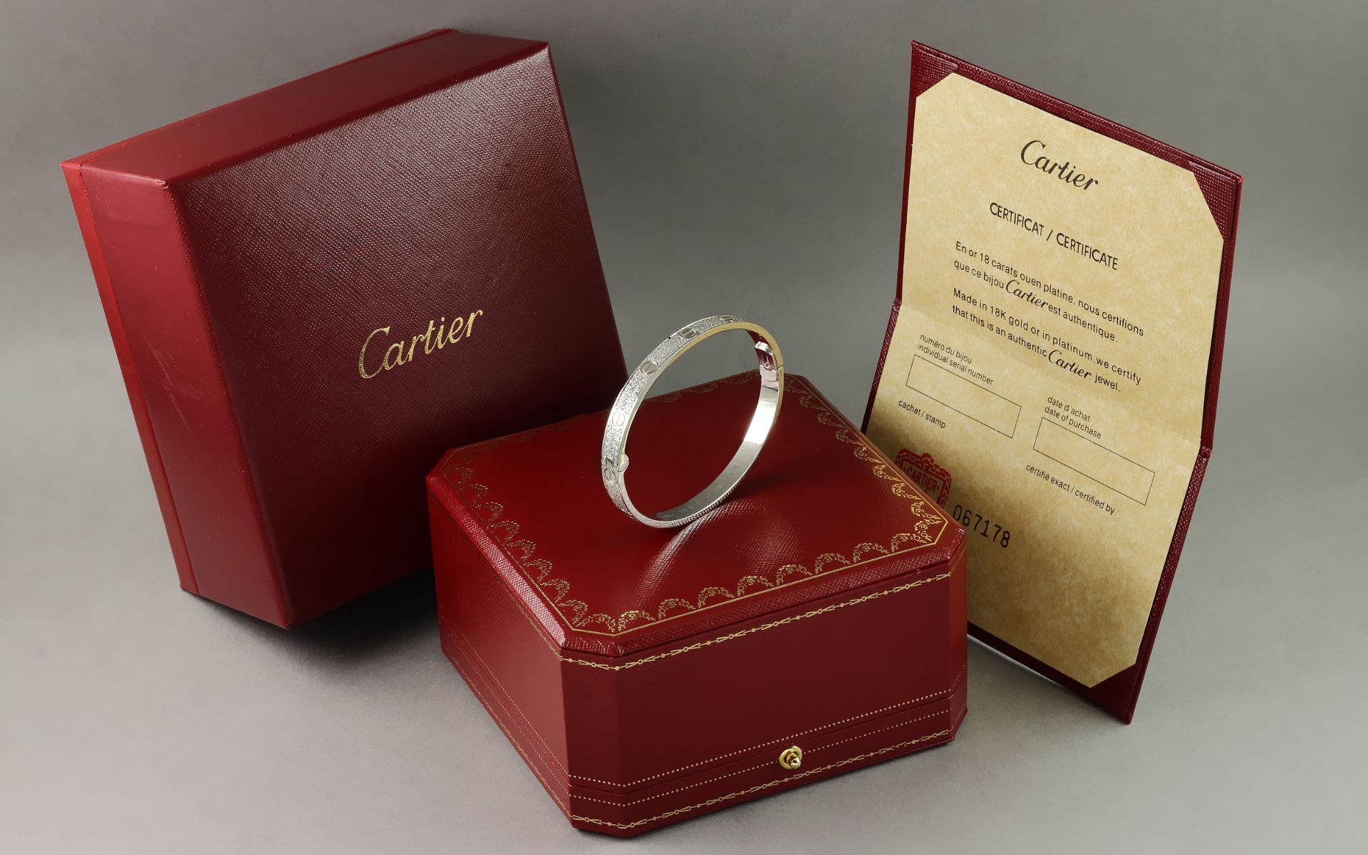 Cartier Love Armreif 30.44 g 750/- Weissgold mit 236 Diamanten und Zertifikat
