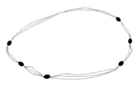 Kette 27.38 g 925/- Silber mit Onyx Laenge 40.00 cm