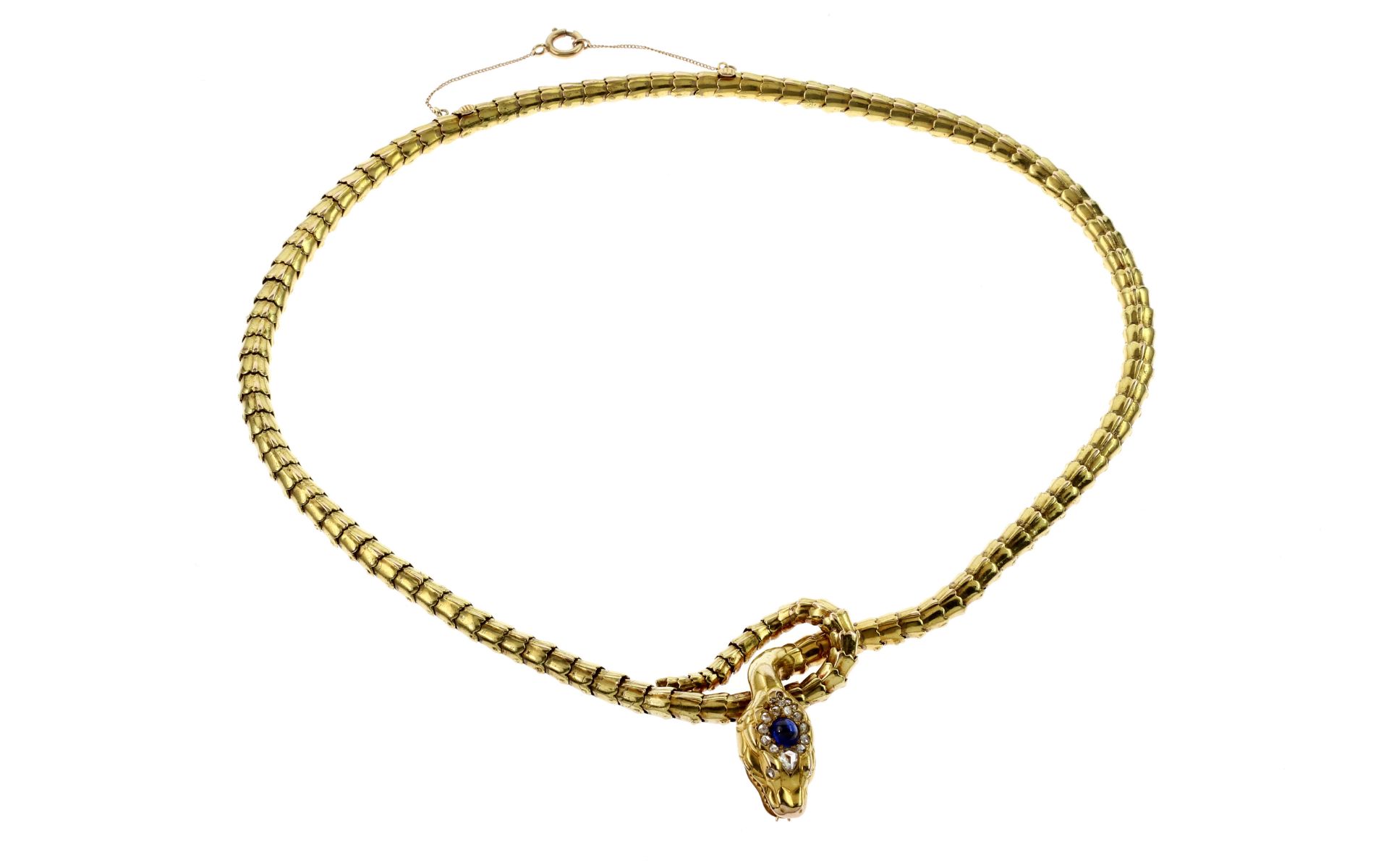 Collier 43.50 g 585/- Gelbgold mit Diamanten und Saphiren Laenge ca. 46.00 cm