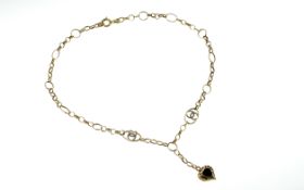 Kette mit Herzanhaenger 13.01 g 585/- Gelbgold Laenge 52.00 cm