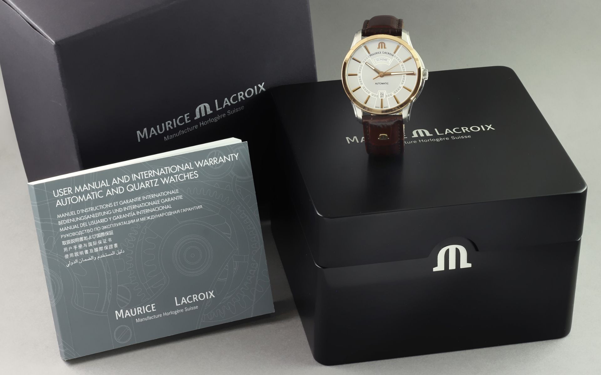 Maurice Lacroix Pontos Ref. AW51390 Automatik Edelstahl/750/- Rosegold Lederband mit Box und Papiere