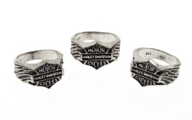 3 Harley Davidson Ringe 24.30 g 925/- Silber Ringgroessen 59 bis 61