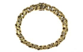 Panzerarmband 79.28 g 750/- Gelbgold mit 24 Diamanten zus. ca. 0.72 ct. G/si Laenge 21.00 cm