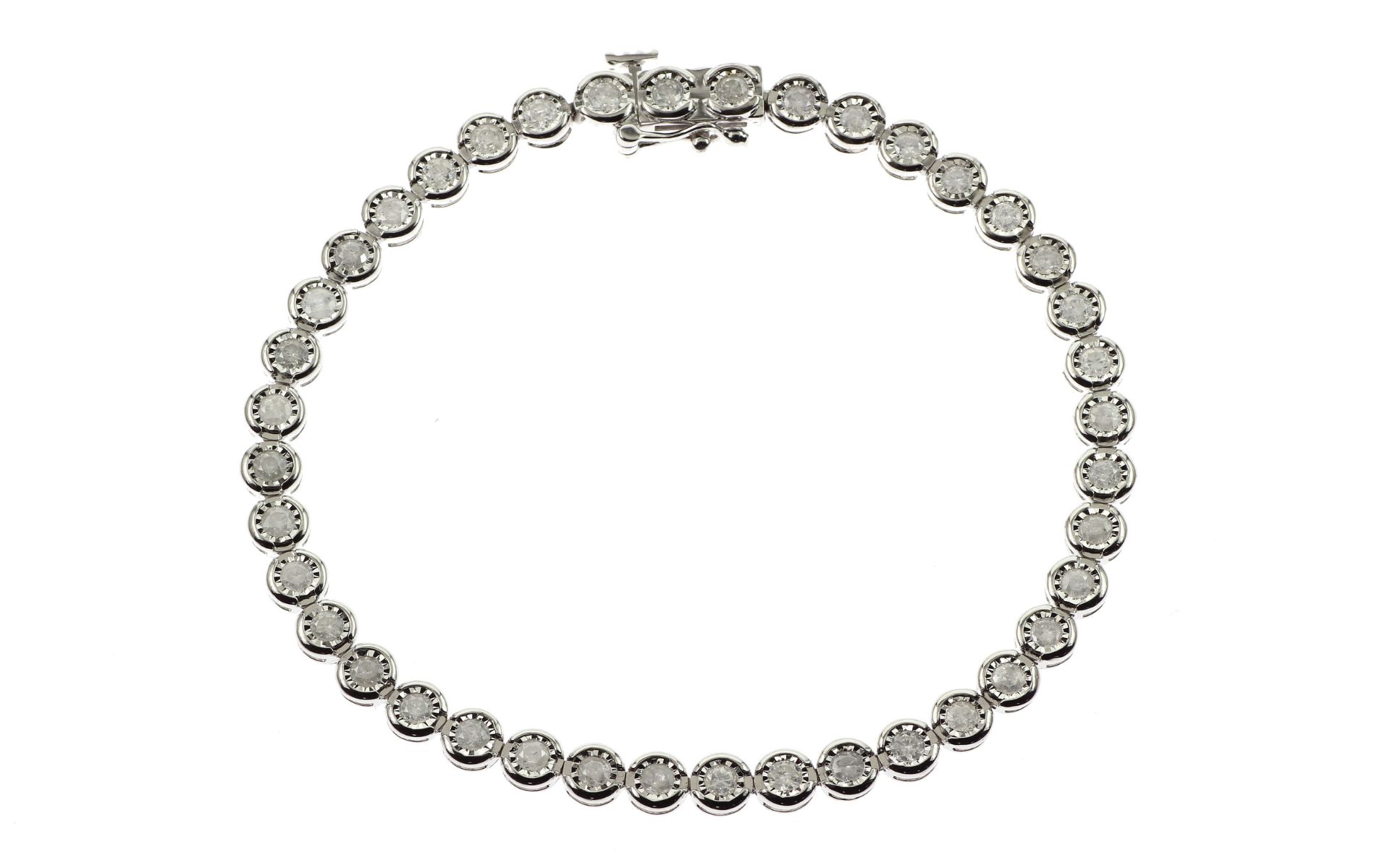 Tennisarmband 9.27 g 925/- Rosesilber mit 40 Sugar - Diamanten zus. ca. 2.00 ct. Laenge 18.00 cm