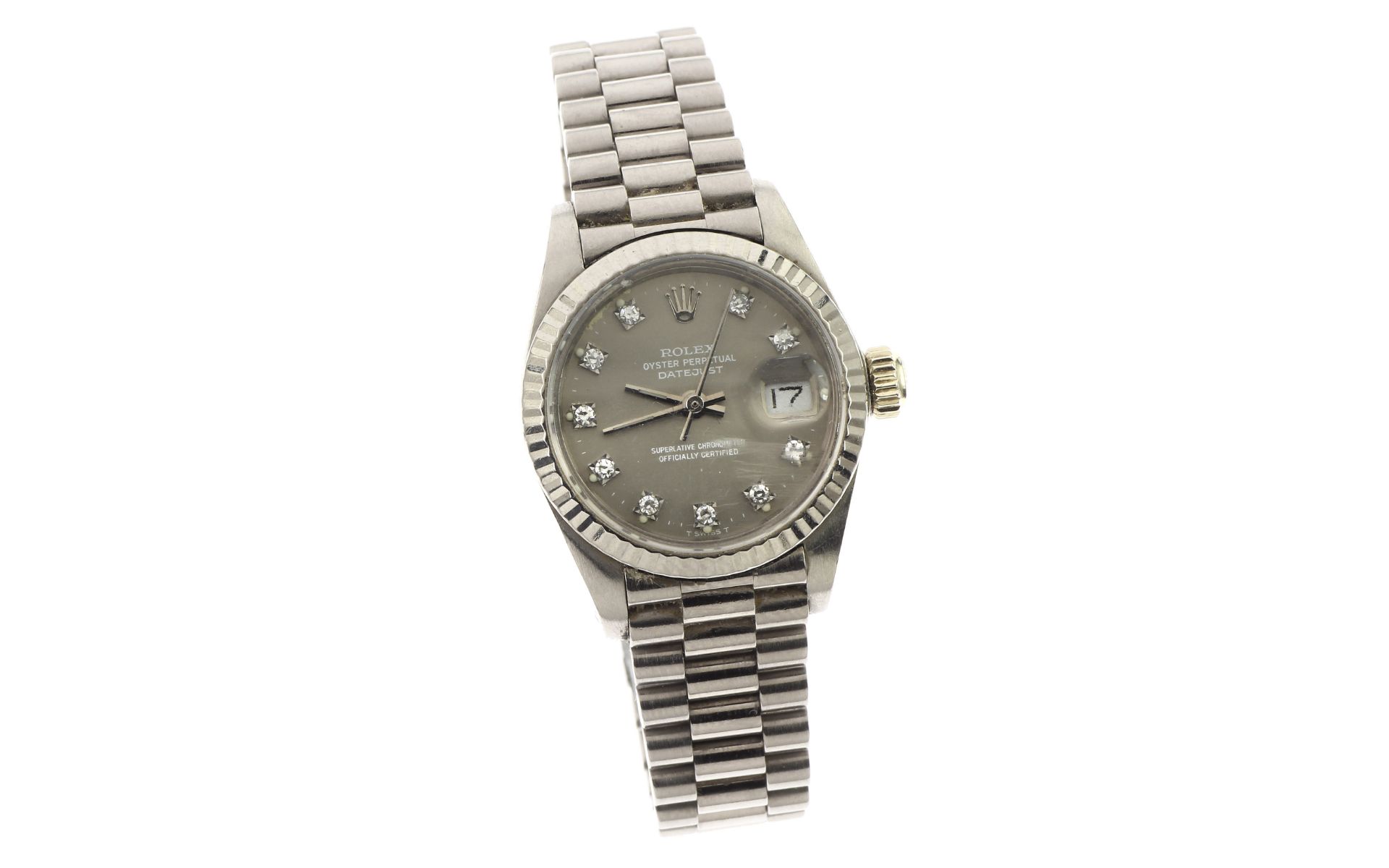 Rolex Datejust Ref. 6917 Automatik 750/- Weissgold mit Diamanten. ohne Box und ohne Papiere. 68.60g