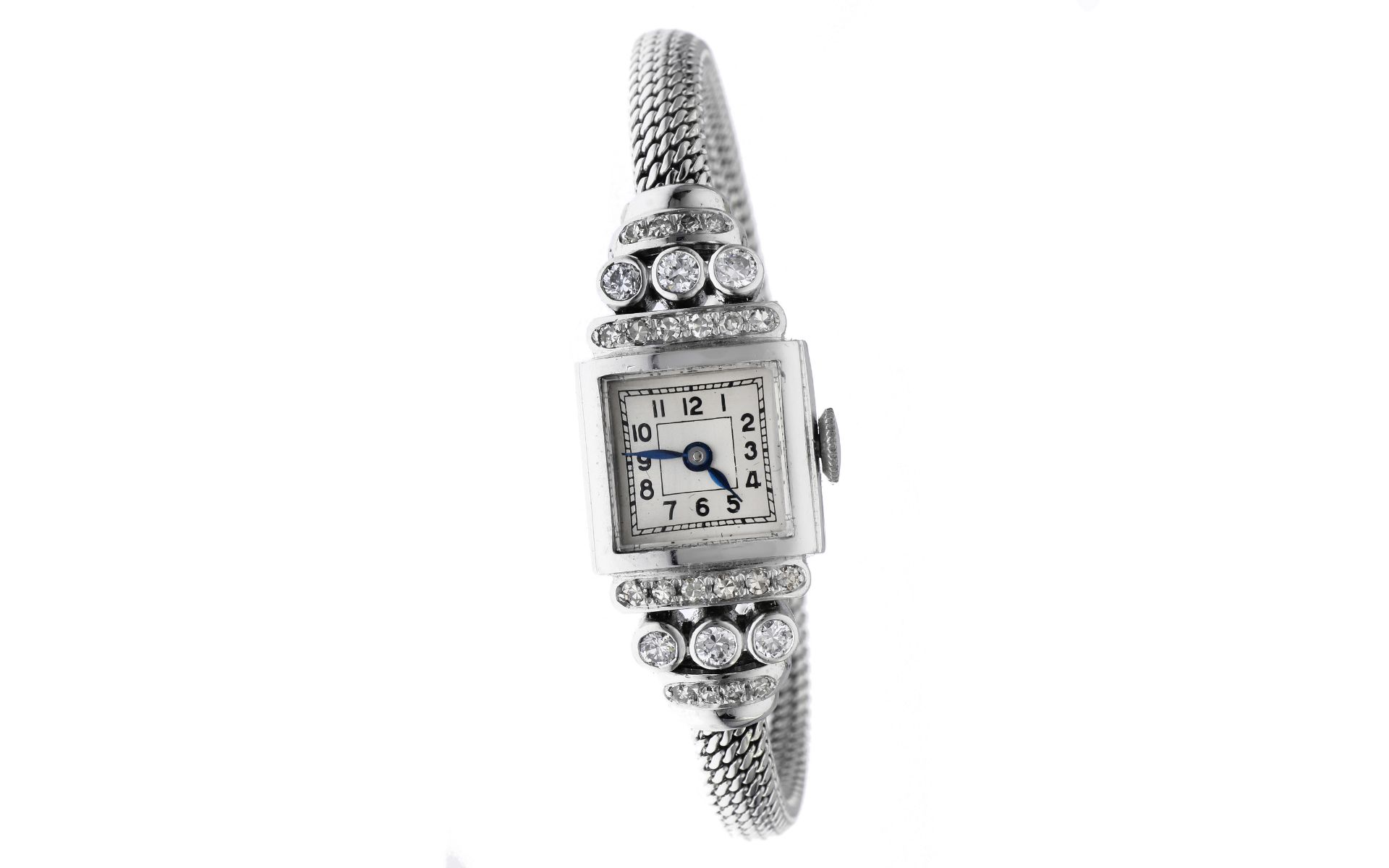 Damenarmbanduhr Handaufzug 585/- Weissgold mit Diamanten ca.1.00 ct. 19 gr, ohne Box & ohne Papiere