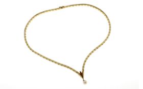 Collier 585/- Gelbgold mit Perle 29.6 gr 