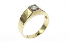 Ring 7.19 g 585/- Gelbgold und Weissgold mit Diamant ca. 0.25 ct. F/vs Ringgroesse 62