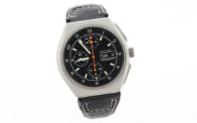 Military Chronograph Edelstahl mit Lederband Automatik ohne Box und Papiere