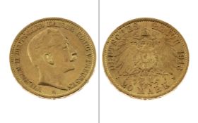 Goldmuenze 20 Reichsmark 7.96 gr 900/- Preusen 1913 A