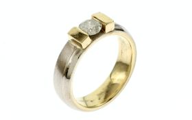 Ring 585/- 13.10 gr Gelbgold und Weissgold mit Diamant. 0.85 ct.. H/pi3 Gr.62