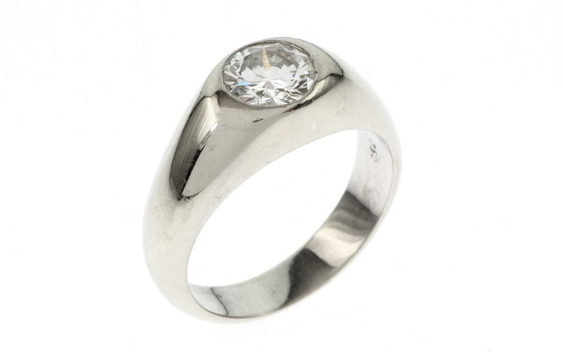 Ring 9.78 g 750/- Weissgold mit Diamant ca. 1.25 ct. E/p1 Ringgroesse 56