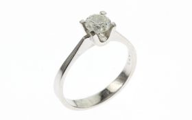 Ring 3.73 gr 750/- Weissgold mit Diamant 0.80 ct I/p1 Gr.57