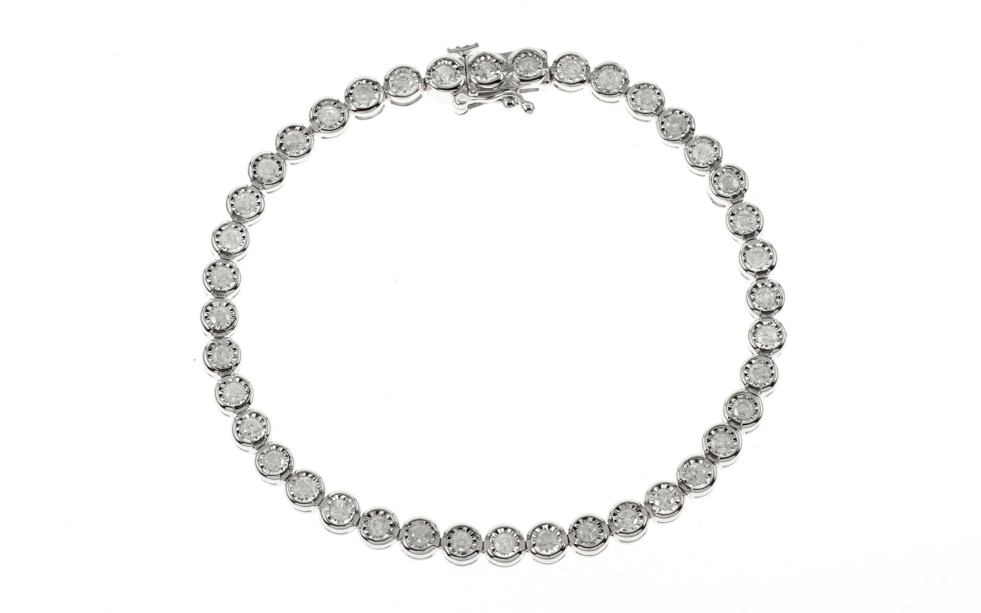 Tennisarmband 9.27 g 925/- Rosesilber mit 40 Sugar - Diamanten zus. ca. 2.00 ct. Laenge 18.00 cm