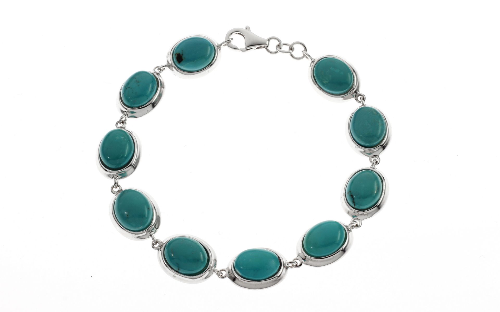 Armband 18.26 g 925/- Silber mit Tuerkissteine Laenge 19.00 cm