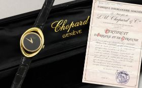 Chopard Geneve 750/- Gold mit Lederband. Papieren und Box, mit Box und mit Papiere