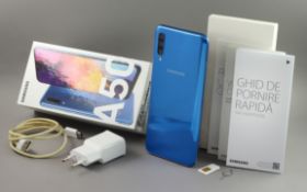 Samsung Galaxy A50 Blue DS mit 128 GB Box und Ladegeraet 