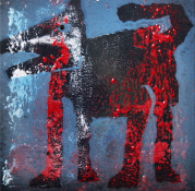 Emaille auf Stahlplatte "Hund" - Martin Schulze