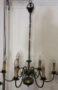 Deckenlampe6flammige Deckenlampe Metall, gebogte Arme, unten Kugel, Gebrsp., H. 26, D. 55