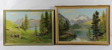 Buchert, Heiner1950er Jahre, 2 Stk. Pastelle, Frühling am Silser-See Ober Engadin Plaundalej