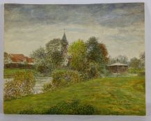 Heumann, Arthur1883- ca. 1955, Aquarell, Kirche hinter Bäumen, unten links signiert, verso B