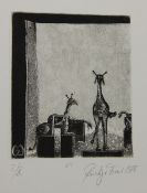 Frank, Rüdiger1949-2010, Lithographie, Giraffen, in Stein ligiertes Monogramm, unten rechts