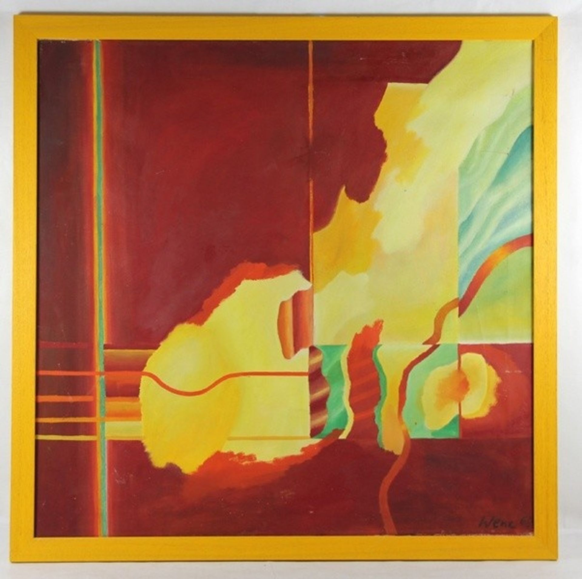 Unbekannter Künstler1965, abstraktes Sujet in leuchtender Farbpalette, unten rechts sign. u.