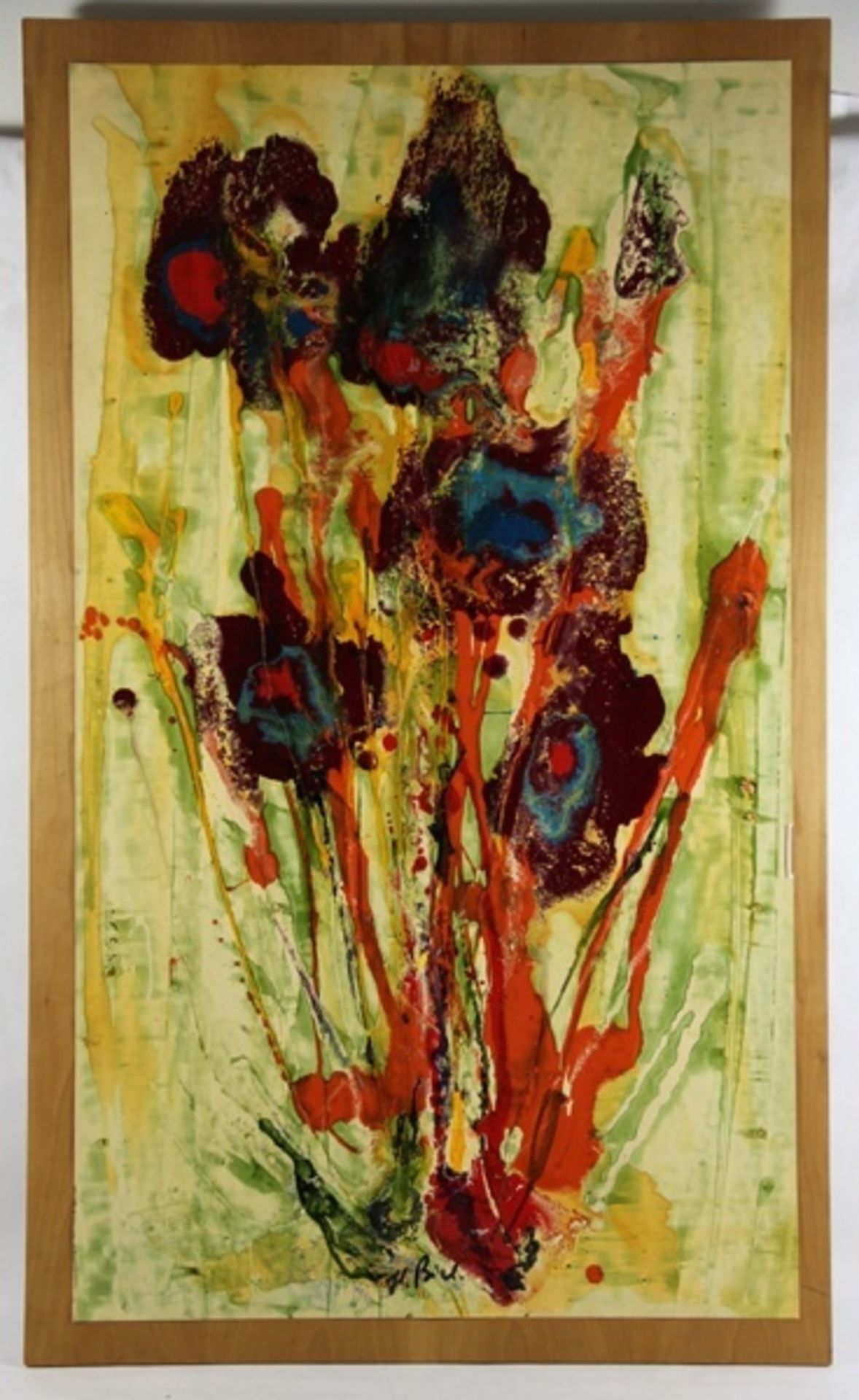 Unbekannter Künstler20. Jhd., hochrechteckiges Gemälde mit Blumen in farbenforher und expre