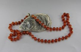 HalsketteSchließe 800er Silber, Halskette mit marmorierten Schmucksteinkugeln, Gebr.sp., L.