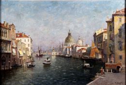 Stache, Ernst1849-1895, Venedig, Blick entlang des Canale Grande, seitl. die Palazzi, sowie i