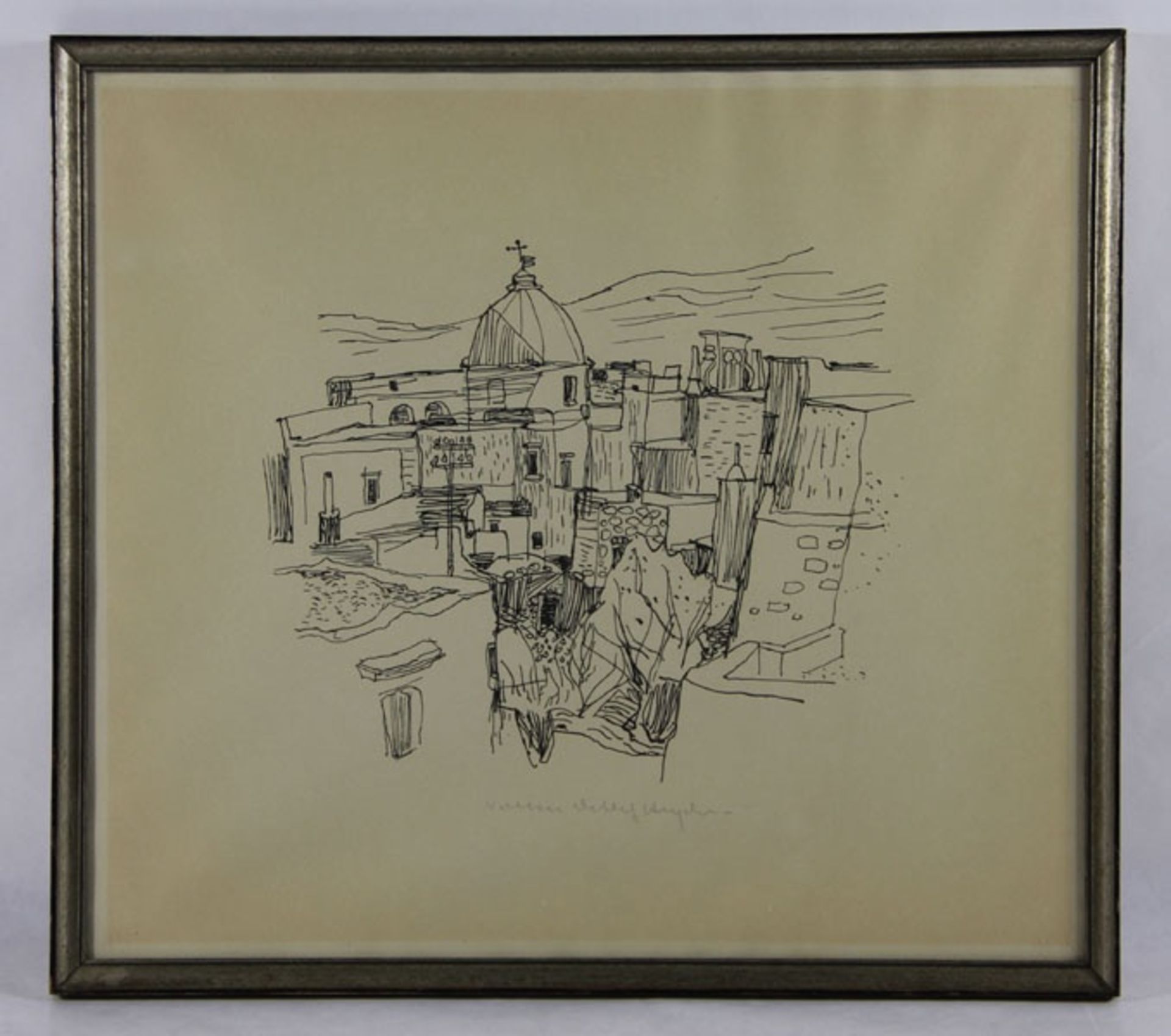 Heydorn, Volker Detlef1920-2004, Radierung, Blick über eine womögl. italienische Stadt, im